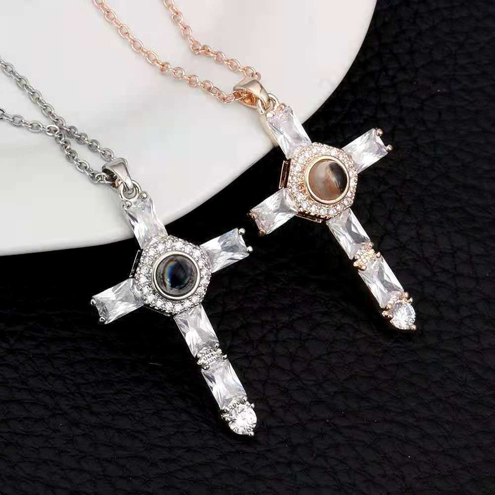 EternalGlow Charm Cross Projection Necklace