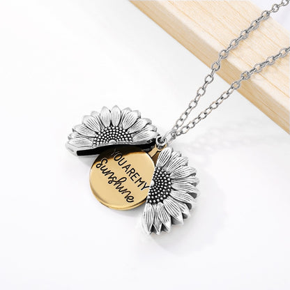 You Are My Sunshine – Halskette mit offenem Medaillon und Sonnenblumenmotiv