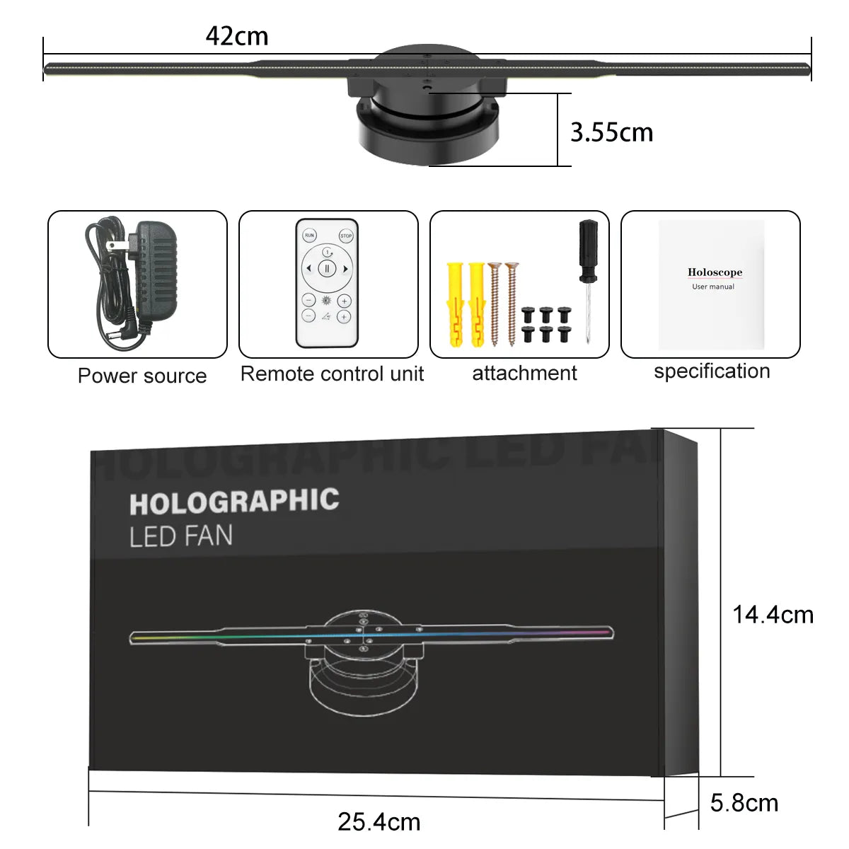 Proyector de ventilador con holograma 3D HD