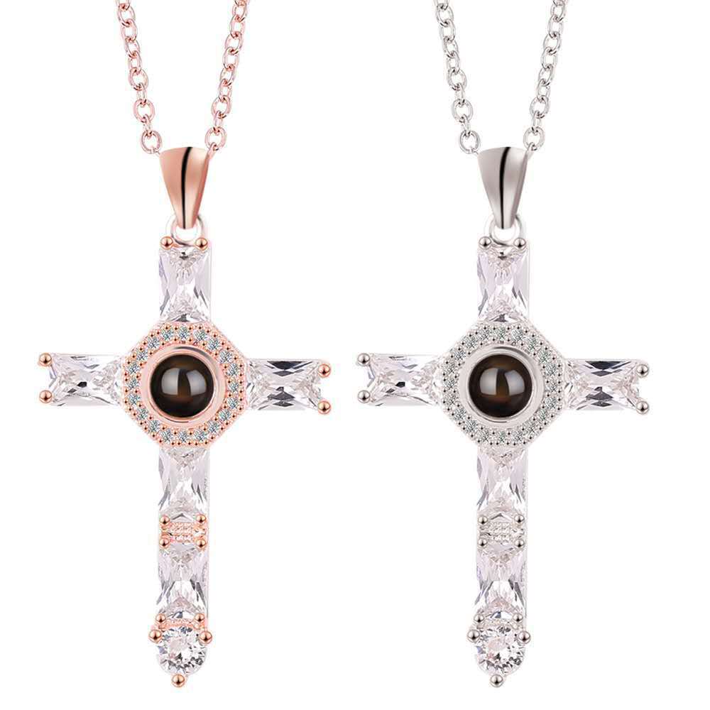 EternalGlow Charm Cross Projection Necklace