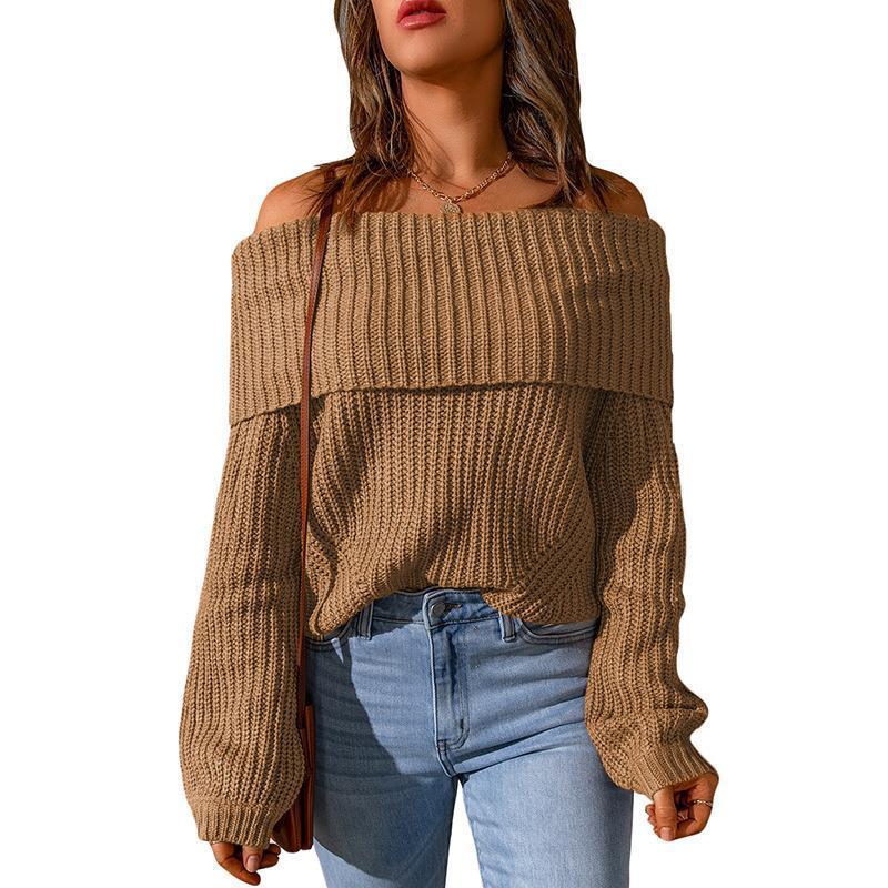 Women's One-shoulder Solid Color Loose Sweater