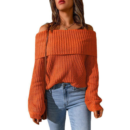 Women's One-shoulder Solid Color Loose Sweater