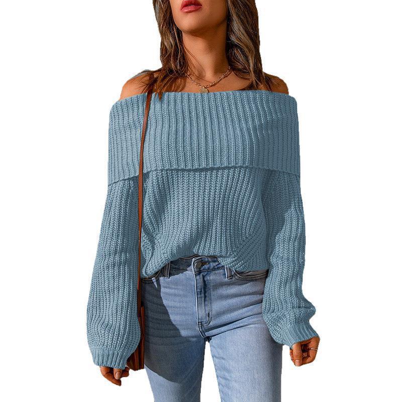 Women's One-shoulder Solid Color Loose Sweater